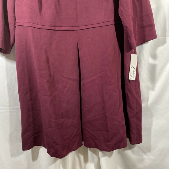 NWT Eliza J [ PLUS SZ 20W ] Pleat Front Fit & Flare Dress in Oxblood‎ Red - Picture 5 of 12